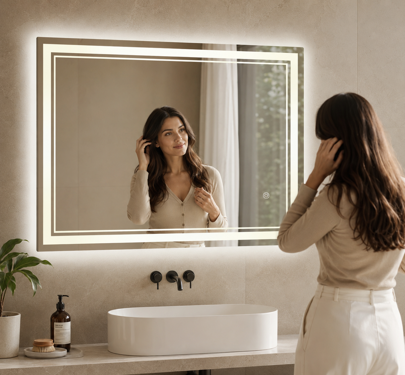 Miroir Rectangulaire Salle de Bain LED Antibuée maquillage