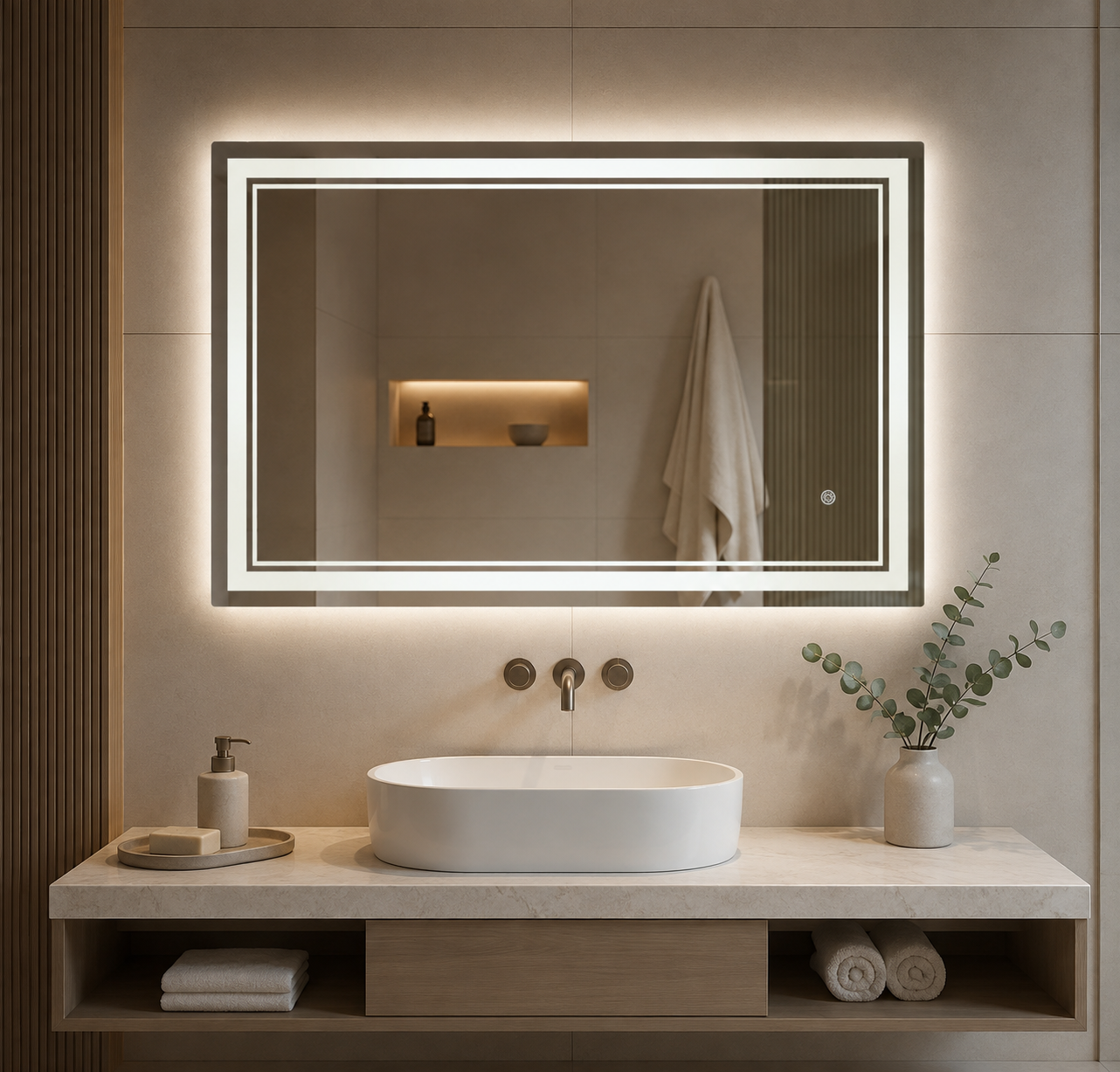 Miroir Rectangulaire Salle de Bain LED Antibuée