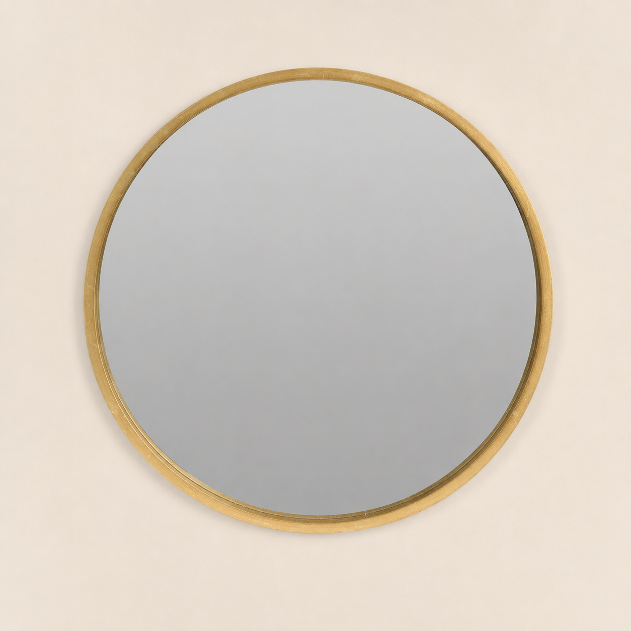 Miroir Scandinave Rond Cadre Bois Doré Ø50 cm