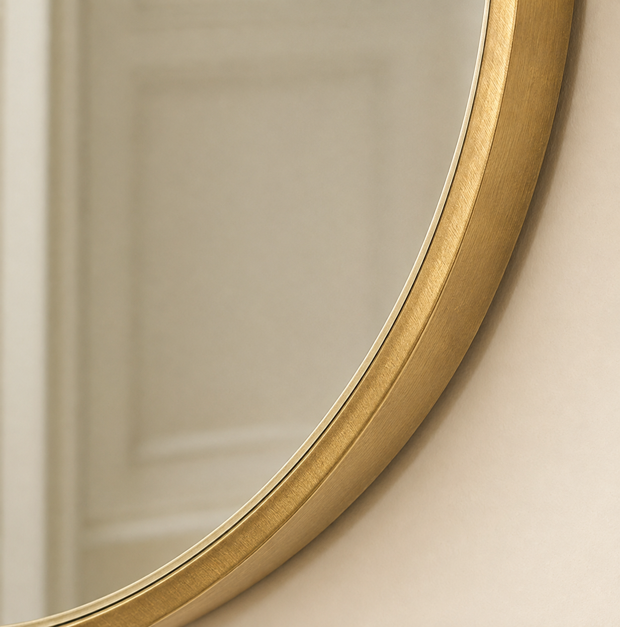 Miroir Scandinave Rond Cadre Bois Doré Ø50 cm Zoom