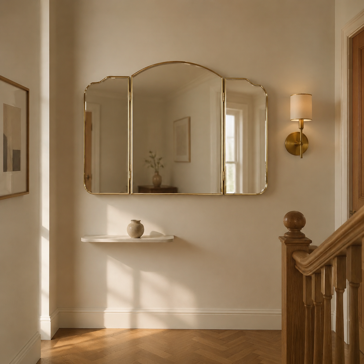 Miroir Triptyque Doré Escalier