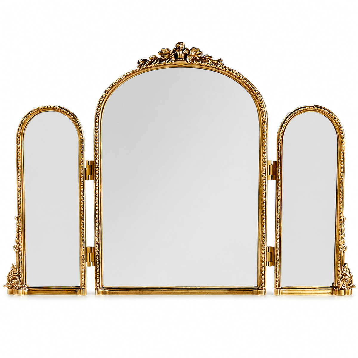 Miroir Vintage Triptyque Doré Coiffeuse 