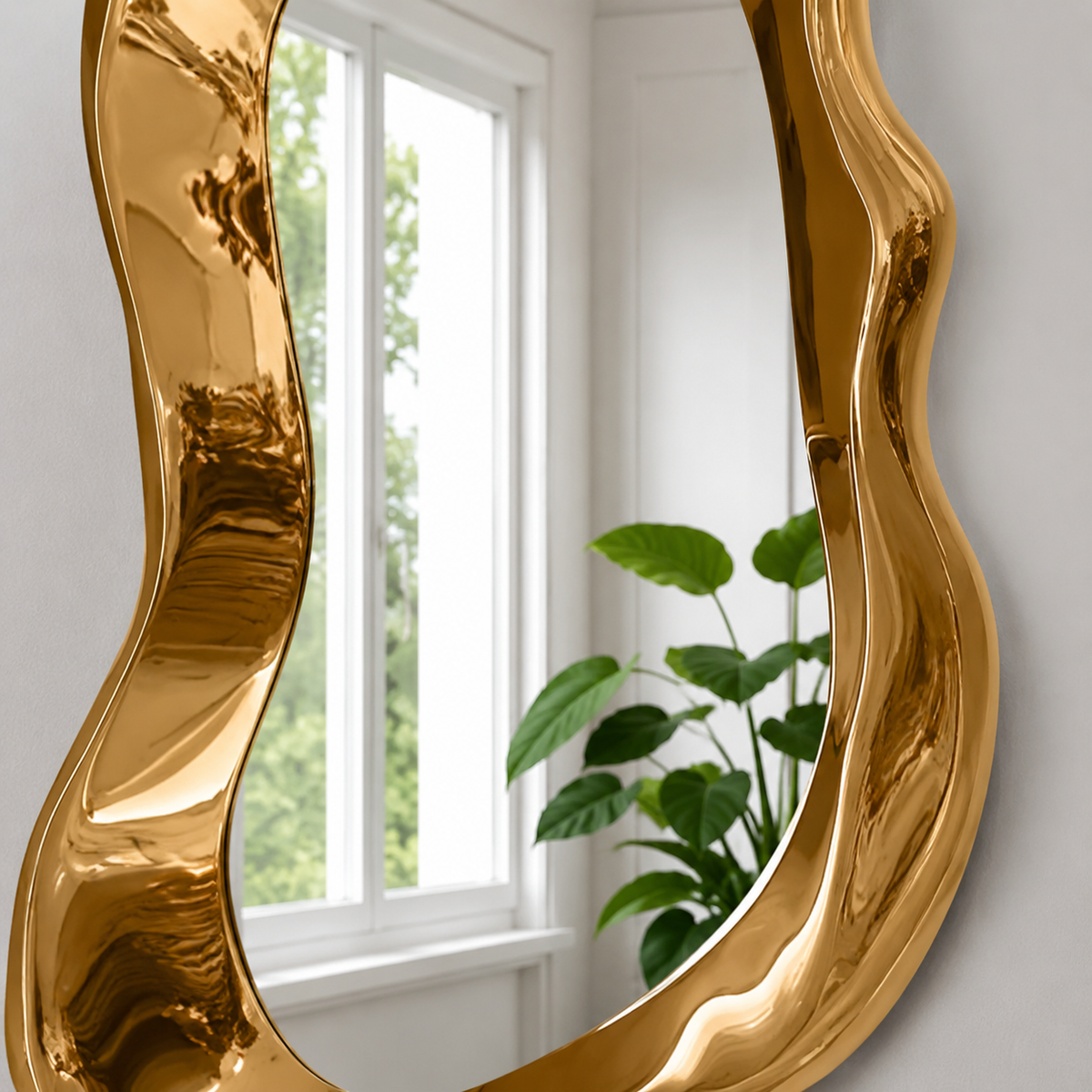 Miroir d'Entrée Cadre Sculptural 3D Laqué Brillant Zoom