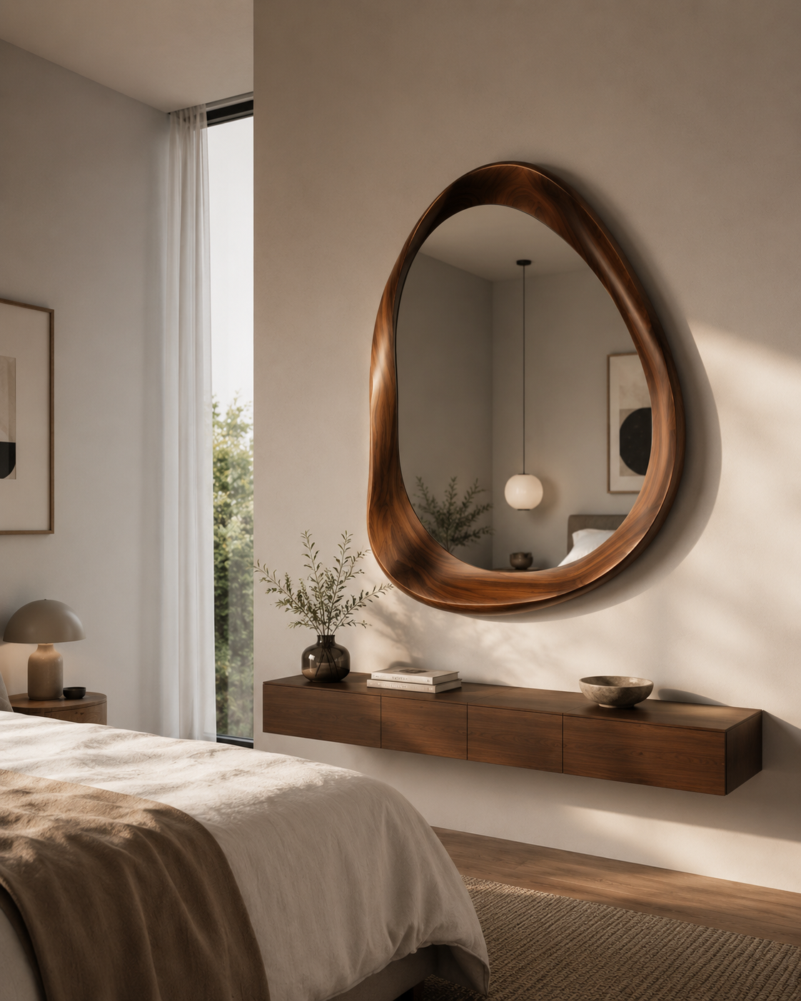 Miroir mural design bois organique sculptural Chambre