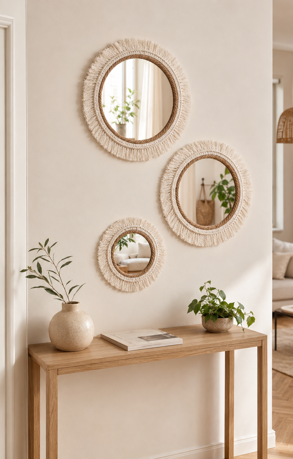 Miroirs Mural Rotin Soleil Entrée