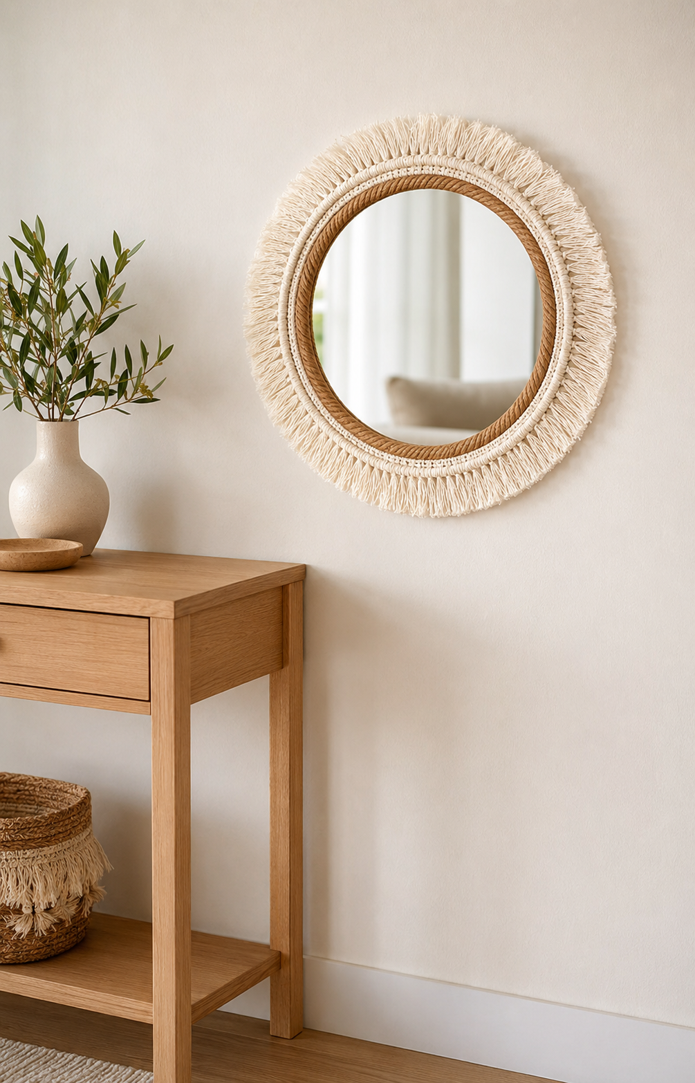 Miroirs Mural Rotin Soleil Entree