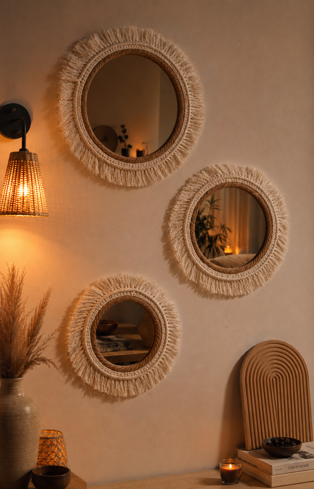 Miroirs Mural Rotin Soleil Tamise