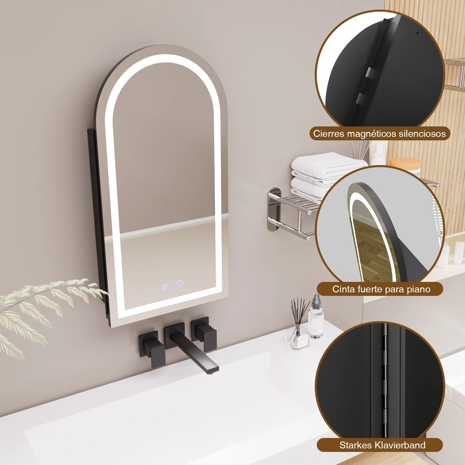 Miroir Mural Design Arche 40×79 cm