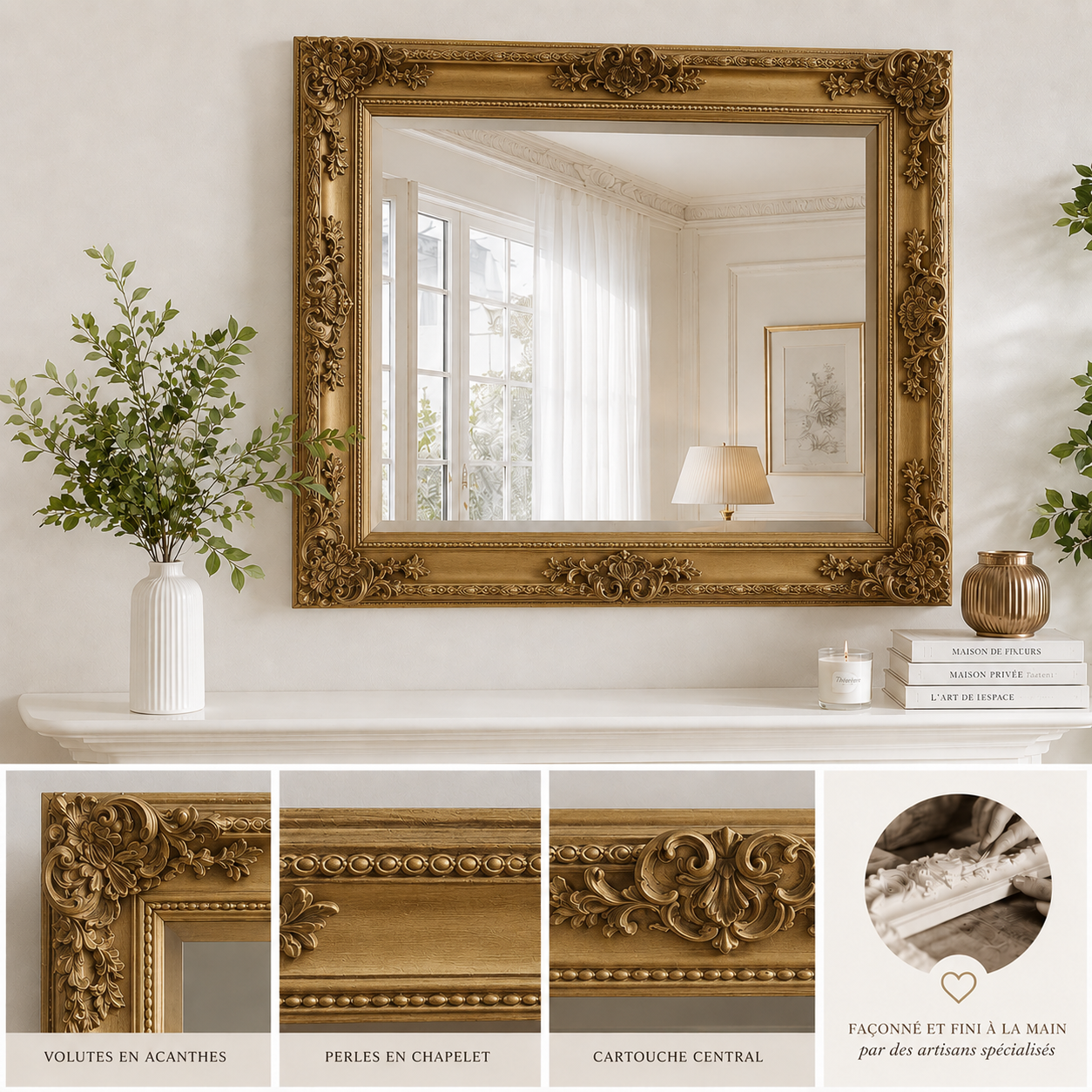 Un miroir mural baroque doré qui sublime chaque pièce