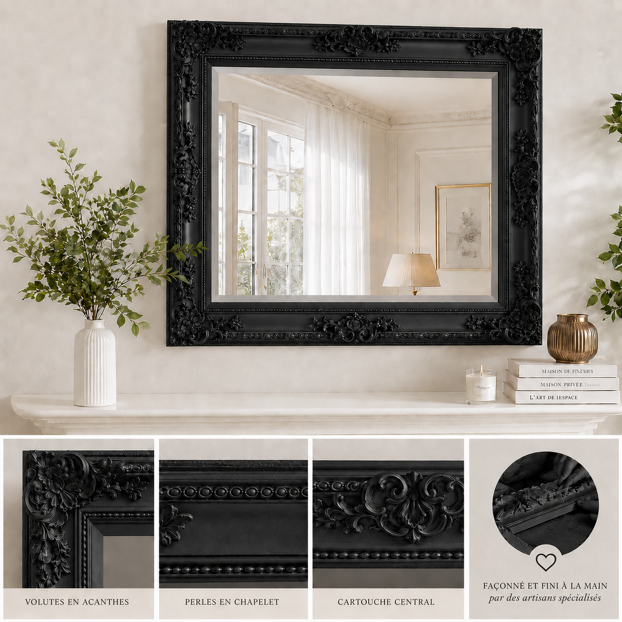 Un miroir mural baroque noir qui sublime chaque pièce